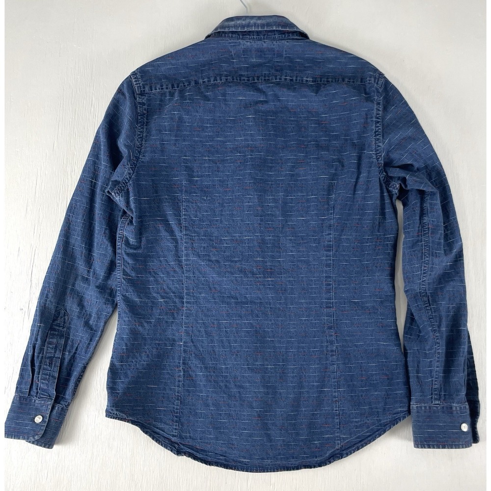Banana Republic Mens Denim Slim Fit Shirt Size M Button Up USA Red Blue Stitch - Picture 11 of 11